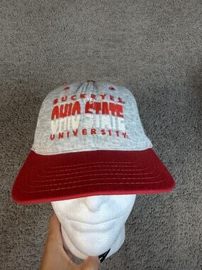 Ohio State Buckeyes Hat Mens One Size Gray Strap Back Football Team Apparel